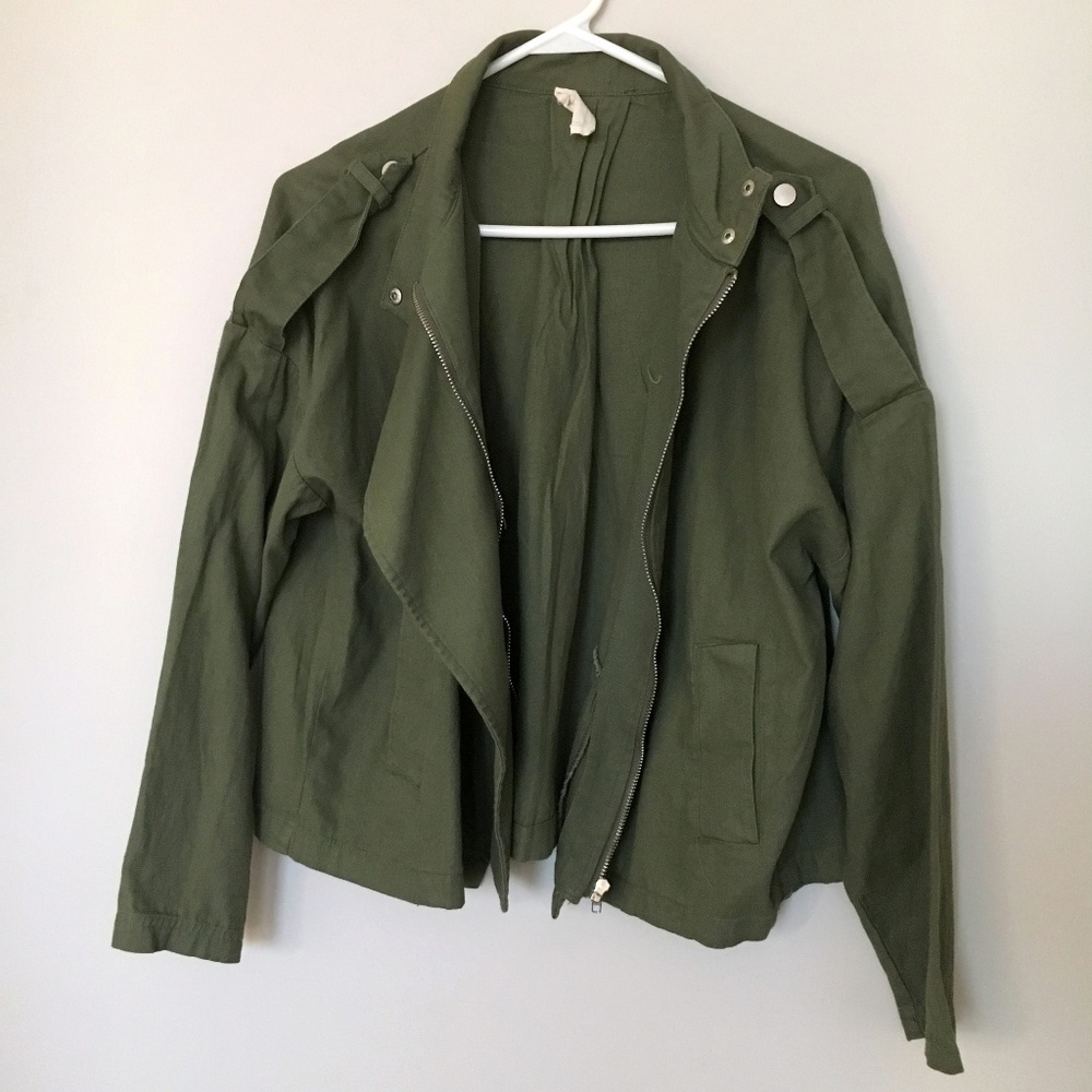 NWOT Sophie Rue Green Moto Military Jacket Coat